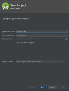 new project name android studio